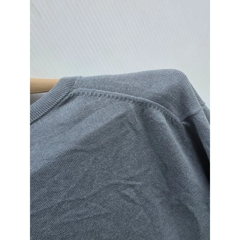 Banana Republic Blue Silk Cashmere V-Neck Classic Luxury Sweater Size Large